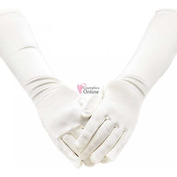 Manusi elegante din satin simple MNS005GG lungi Crem